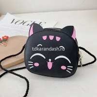 Сумочка "Кошечка" 12х10,5х4см 1 отделение, искусственная кожа, черная SD2265 от магазина "Карандаш"