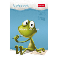 Блокнот А7 48л "Лягушонок Ден" клетка, склейка, 3-х цветный блок, 5 дизайнов 083527 от магазина "Карандаш"