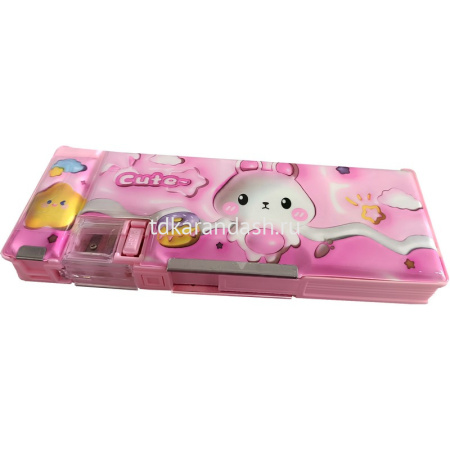 Пенал "Cute" 24х9х3,5см с точилкой, на магните, пластик, 2 отделения, 4 цвета 11663-24 от магазина "Карандаш"