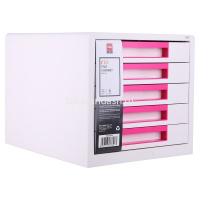 Бокс для документов "Rio" 27,7x34,4x25,9см, 5 выдвижных ящиков, белый/малиновый EZ01043 от магазина "Карандаш"