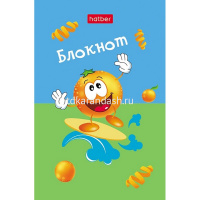 Блокнот А7 40л "Экстремальный апельсинчик" клетка, склейка, 3-х цветный блок, 5 дизайнов 083528 от магазина "Карандаш"