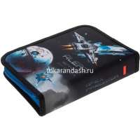 Пенал "Dino Space" 20х14х4см прямоугольный одностворчатый, 2 откидные планки, ткань 093862 от магазина "Карандаш"