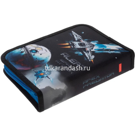 Пенал "Dino Space" 20х14х4см прямоугольный одностворчатый, 2 откидные планки, ткань 093862 от магазина "Карандаш"