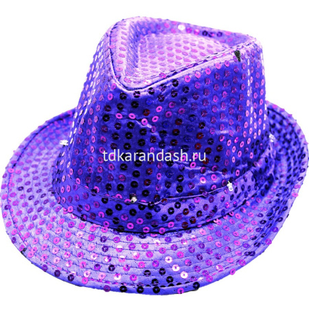 Шляпа блестящая с пайетками, мигающая, фиолетовая Y1813-14