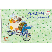Альбом для рисования А4 24л "Летающие звери" с раскраской на спирали 5 дизайнов 24А4Всп/17957 от магазина "Карандаш"