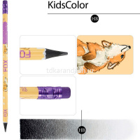 Карандаш чернографитный "Kids. Лисенок" HB, с ластиком, трехгранный, пластиковый корпус 21-0072/05 от магазина "Карандаш"