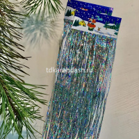 Дождь 1,5м голография серебро Y9826-24 от магазина "Карандаш"