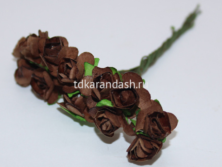 Цветок декоративный Роза 1,5см коричневый 12шт/уп. Y3918-16