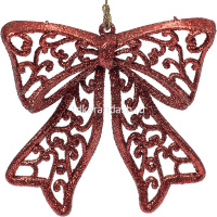 Набор ёлочных украшений 3шт "Бантик" 9,5см 6 цветов пластик Y3769-16 от магазина "Карандаш"