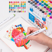 Набор маркеров двусторонних 60 цв, толщина линии 1-7мм в пластиковом пенале 70816-60 от магазина "Карандаш"