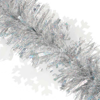 Мишура 11смх2м серебро со снежинками, пвх 377-604 от магазина "Карандаш"