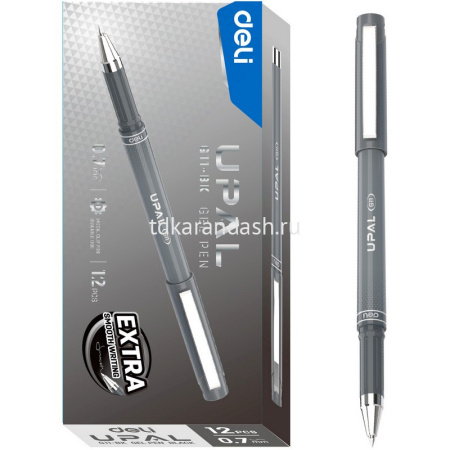 Ручка гелевая "Upal" 0,7мм черная, круглый темно-серый корпус EG11-BK от магазина "Карандаш"