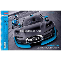 Альбом для рисования А4 48л "Я люблю гонки" на спирали перфорация на отрыв 4 дизайна 079784 от магазина "Карандаш"
