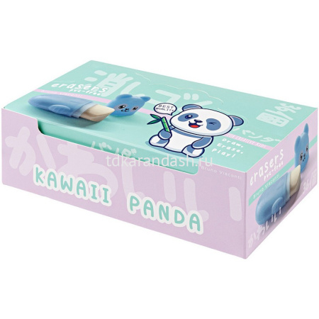 Ластик "Kawaii animals. Котик и панда" 23х50,3х13мм 2 вида 42-0082 от магазина "Карандаш"