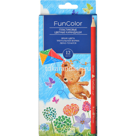 Карандаши 12 цветов "FunColor" трехгранные пластиковые, картон, 4 вида 30-0060
