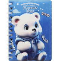 Бизнес-блокнот А6+ 80л "Мишки" линия, на спирали, 2-цветный блок, поролон, 4 вида от магазина "Карандаш"