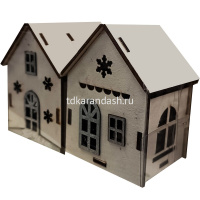 Сувенир "Два домика со снежинками" 8х6см дерево, светящийся Y9907-24 от магазина "Карандаш"