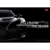 Альбом для рисования А4 48л "Black Edition" на скобе, пластиковая обложка, 5 дизайнов 087323 от магазина "Карандаш"