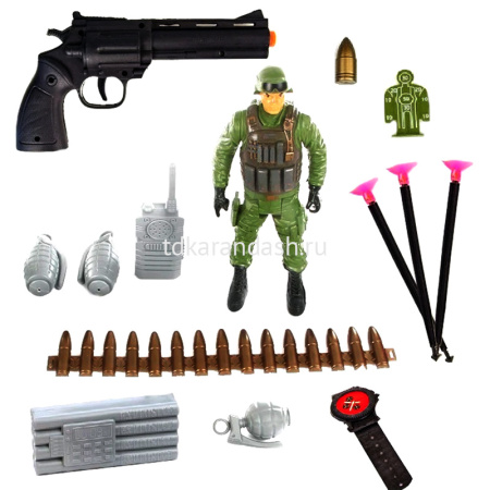 Набор военный (12 предметов) пластик Y9697-19