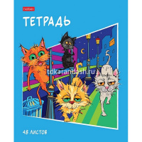 Тетрадь А5 48л клетка "КотоБанда" на скобе 5 дизайнов 48Т5В1/086804 от магазина "Карандаш"