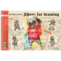 Альбом для рисования А4 32л "Мопс" на спирали, перфорация на отрыв, 5 дизайнов 074774 от магазина "Карандаш"