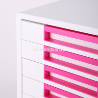 Бокс для документов "Rio" 27,7x34,4x25,9см, 5 выдвижных ящиков, белый/малиновый EZ01043 от магазина "Карандаш"