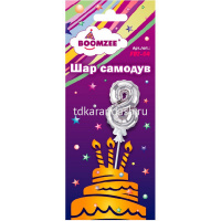 Шар воздушный 14см Цифра "8" самонадувающийся с держателем, фольга, серебро FBZ-04 от магазина "Карандаш"