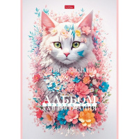 Альбом для рисования А4 48л "Spring cat" на скобе, пластиковая обложка, 5 дизайнов 087324 от магазина "Карандаш"