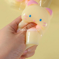 Игрушка-антистресс сквиш "Кошка" 8х6см с рыбкой и вилкой Y11020-24 от магазина "Карандаш"