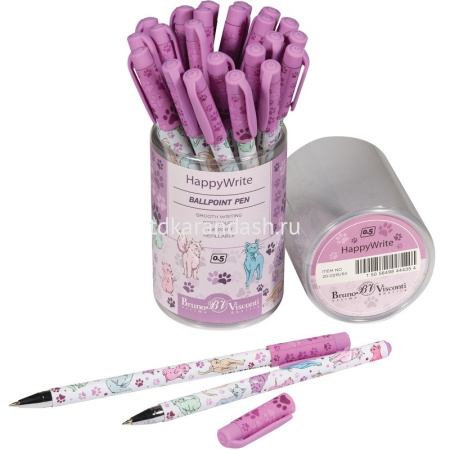 Ручка шариковая "HappyWrite. Кошки" 0,5мм синяя 20-0215/64 от магазина "Карандаш"