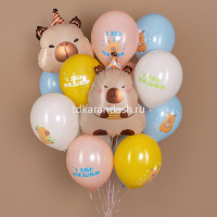 Шар воздушный 30см(12") Пастель С Днем Рождения! Капибары ассорти 2ст. 512-069 от магазина "Карандаш"