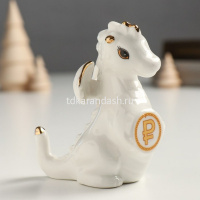 Сувенир "Дракон с монетой" 9см керамика белый SK2478 от магазина "Карандаш"