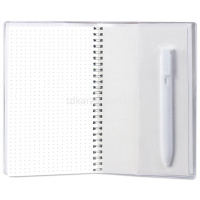 Блокнот 110х190мм 48л "Сова" в точку, на спирали, съемная силиконовая обложка, с ручкой 2526.П-19 от магазина "Карандаш"