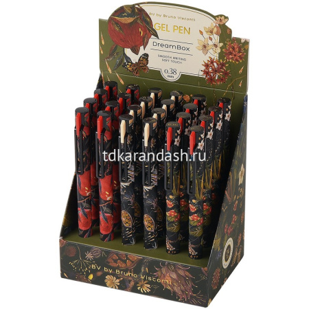 Ручка гелевая "Flora. Black night" 0,38мм черная, автомат, корпус Soft Touch, 3 вида 20-0467 от магазина "Карандаш"