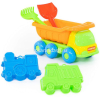 Набор д/песка №269 (самосвал "Кеша" + лопатка №5, грабельки №5, 2 формочки) 4311 от магазина "Карандаш"