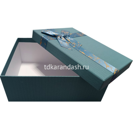 Коробка подарочная с бантом "Сине-зеленая" 23х16х9,5см, картон 11481-24 от магазина "Карандаш"