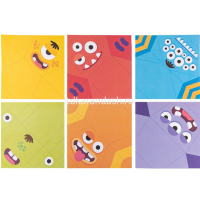 Набор для творчества "Оригами. Монстрики" (цветная бумага 6шт. 14х14см, черно-белая 6шт.) 05040 от магазина "Карандаш"