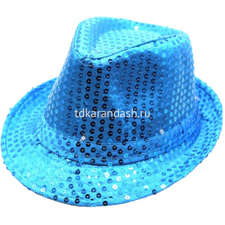 Шляпа блестящая с пайетками, мигающая, голубая Y1813-14