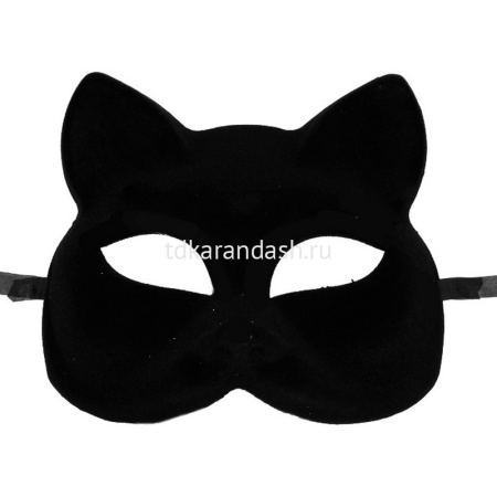 Маска венецианская "Кошка" бархат, черная Y2462-15