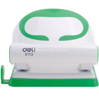 Дырокол "Vivid" 20л 2-отв, d-6мм, с линейкой, пластик, белый/зеленый E0113 от магазина "Карандаш"