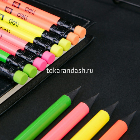 Карандаш чернографитный "Neon" HB, с ластиком, трехгранный, ассорти EU54600-1 от магазина "Карандаш"