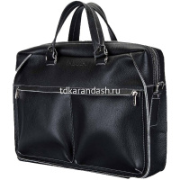 Сумка 400х280х105мм 1 отделение, 3 кармана, черная, натуральная кожа S.35.CD. от магазина "Карандаш"