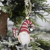 Украшение подвесное Гном 13х8см дерево/текстиль 3 вида HG18-538 от магазина "Карандаш"