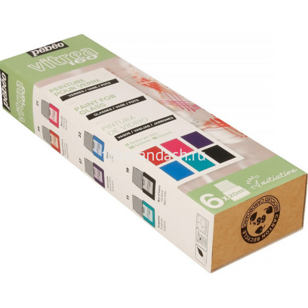 Краски по стеклу под обжиг 6 цветов 20мл глянцевые №2 Vitrea 160 "Открытие" 756462 от магазина "Карандаш"