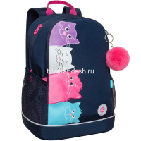 Рюкзак 38х28х18см, 500гр, 2 отделения, 2 кармана, синий, с брелком "Котята" RG-463-6/1 от магазина "Карандаш"