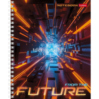 Тетрадь А5 96л клетка "Future" на спирали, многоцветный срез, перфорация на отрыв 4 дизайна от магазина "Карандаш"
