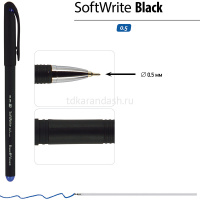 Ручка шариковая "SoftWrite. Black" 0,5мм синяя, на масляной основе 20-0085 от магазина "Карандаш"