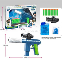 Пистолет 20х13,5см с мягкими пулями 6см 10шт, водными пулями и прицелом, пластик LT365376 от магазина "Карандаш"