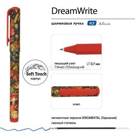 Ручка шариковая "DreamWrite. Flora. Black night forest" 0,7мм синяя, в футляре, 3 вида 20-0264/23 от магазина "Карандаш"