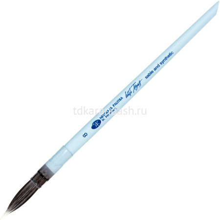 Кисть соболь/белая синтетика круглая №8 короткая ручка "Белые ночи" 239451729